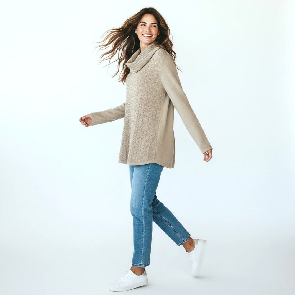 LEE Women's Lightweight Taupe Sweater M NWOT CottageCore Spring Travel